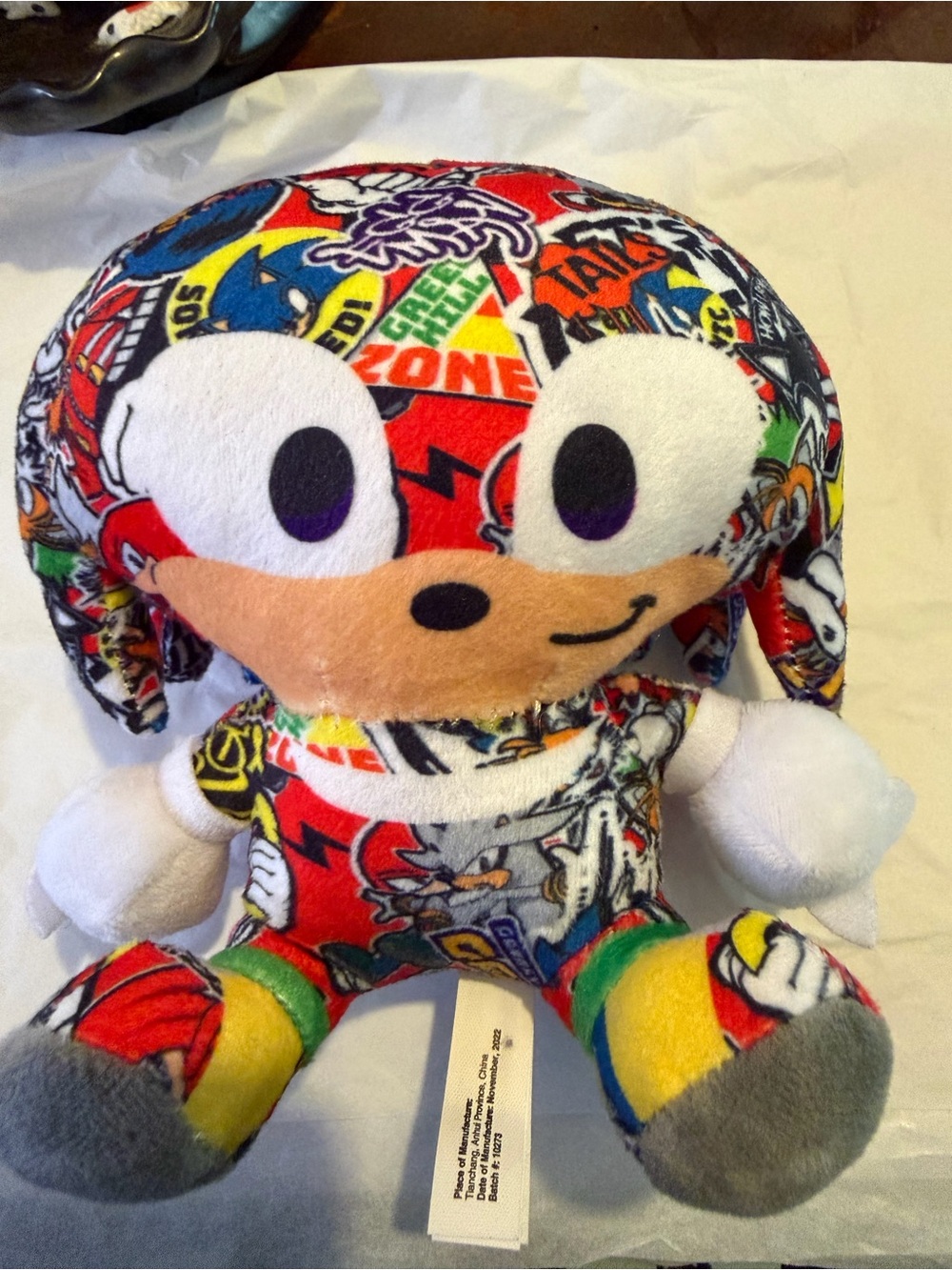 Sega 60th Anniversary KNUCKLES Chibi Sonic Sticker Bomb Toy Factory Plush 7 inch